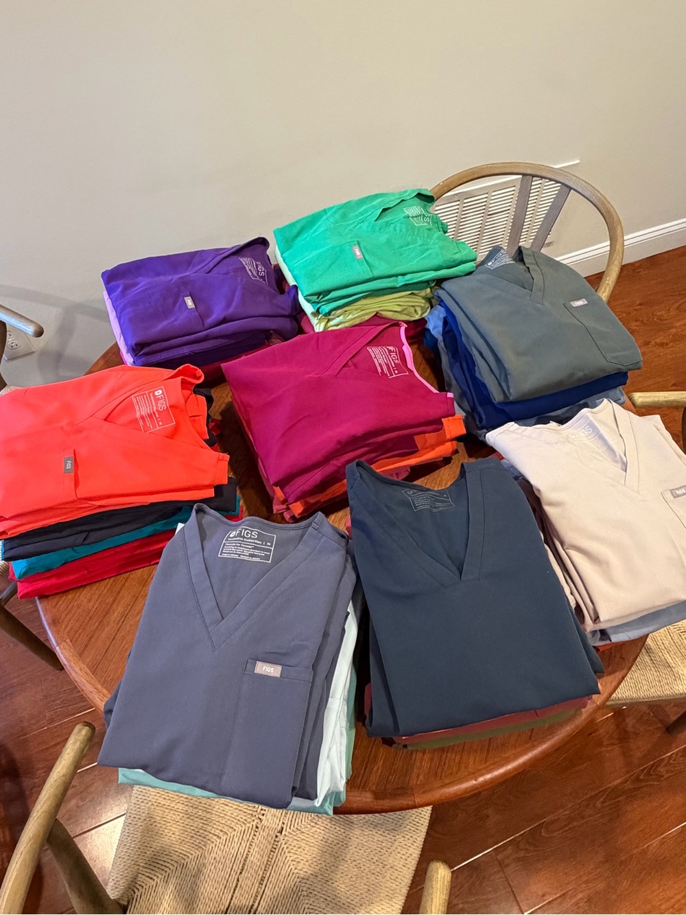 Figs Women's Scrub Top and Bottom Bundle - Navy, Coral, Purple & More
